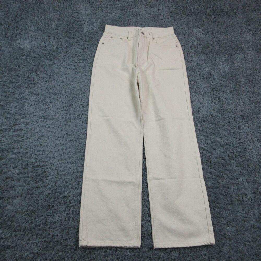 COME HERE Jeans Womens M Off White High Rise Wide Leg Denim 28x28* NWOT